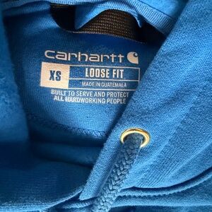 Men’s Blue Carhartt hoodie with Detroit on the sleeve